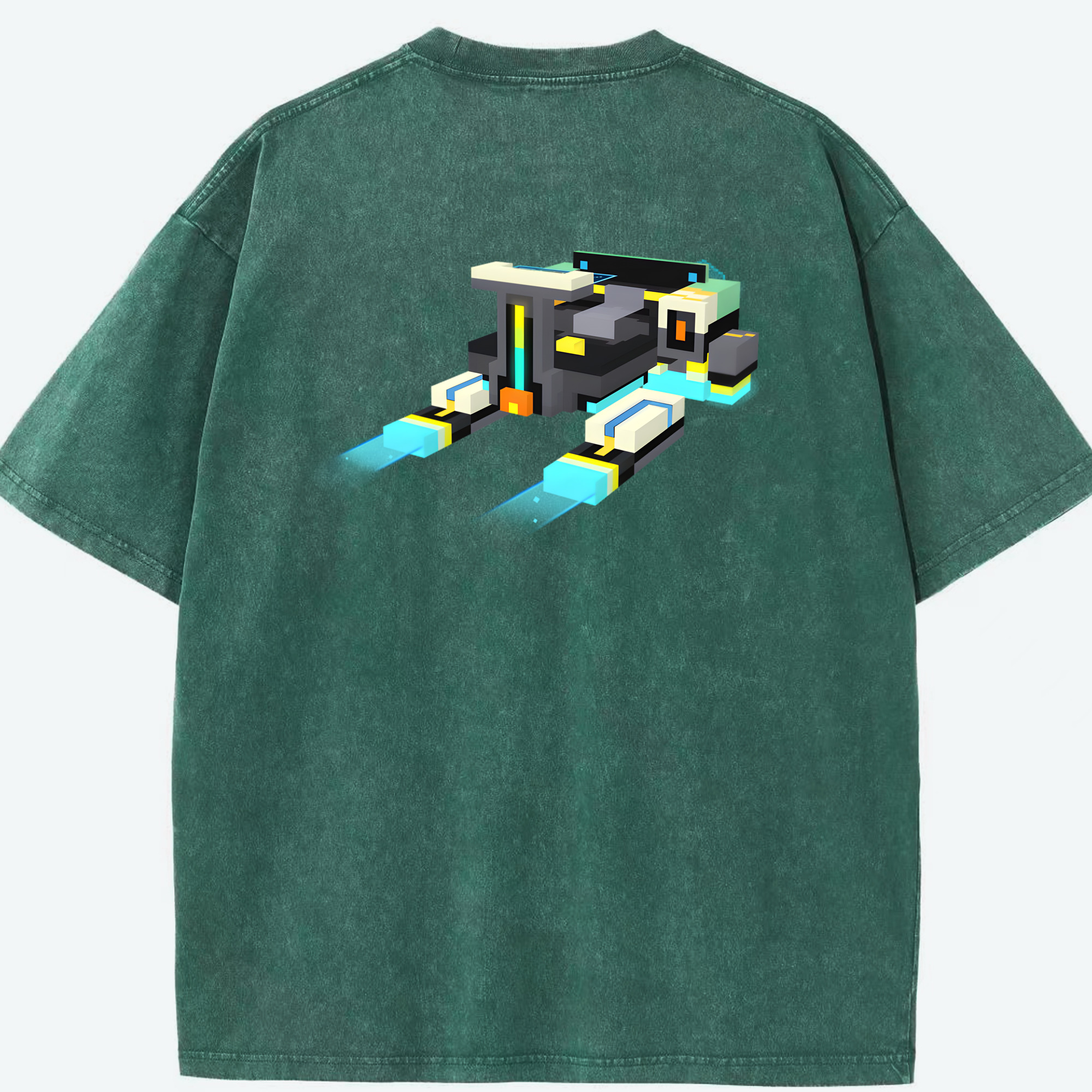 （画像用） マインクラフト ブロックの世界 Minecraft MC Block world 綿100% ヴィンテージ風 半袖Tシャツ（背面プリント）